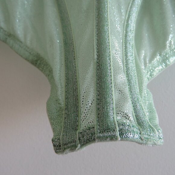 SAVAGE X FENTY Going Platinum Mesh Bustier Corset in Green Mist Metallic L NWT - Picture 5 of 13